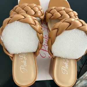 Pink Lily nude braided sandals